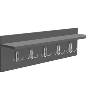 Cuier de perete modern culoare antracit cu poliță și agățători metalice