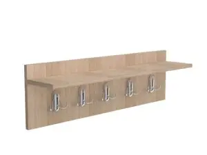 Cuier de perete Sonoma cu 5 agățători metalice și poliță 70x25x15 cm