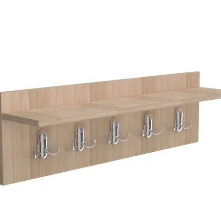 Cuier de perete Sonoma cu 5 agățători metalice și poliță 70x25x15 cm